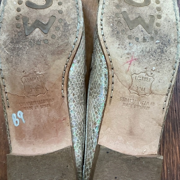 Stuart Weitzman Metallic Snakeskin Loafers with Silver Hardware Women’s size 7.5 - Picture 14 of 15